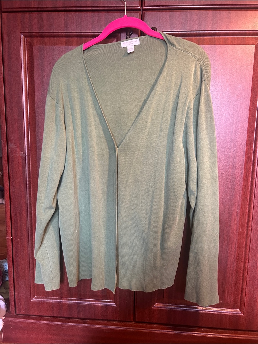 Charter Club Olive Green Open-Front Cardigan